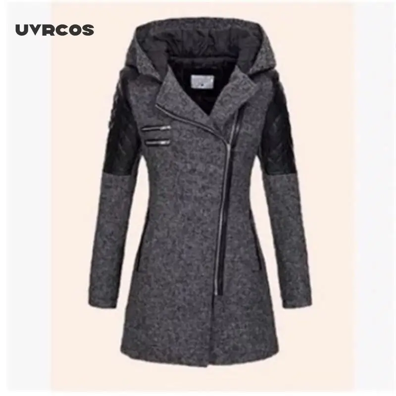 

UVRCOS Women Warm Winter Fleece Hooded Coat Women Warm Slim Jacket Thick Overcoat Winter Outwear Hooded Zipper Coat Plus Size
