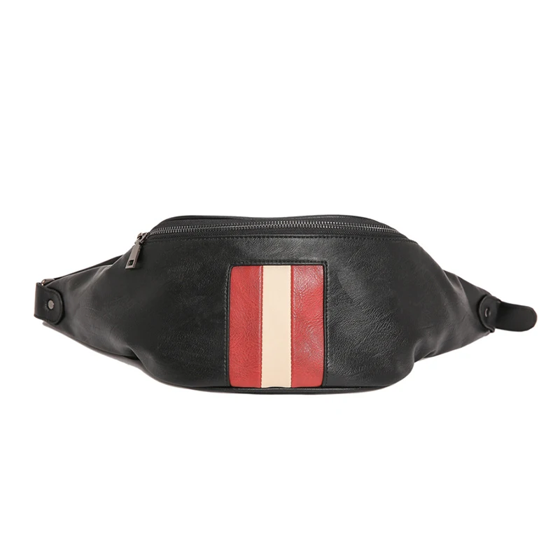 Black Waist bag Мужской поясной мешок, мужской пояс, уличная сумка на бедрах, вместительная сумка формы «банан», кожаный ремень для молодых почек, Набор сумок через плечо - Цвет: Black Waist bag
