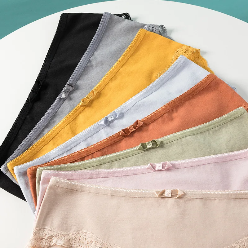 Трусики женские хлопковые оранжевые/синие/зеленые со средней посадкой M L |