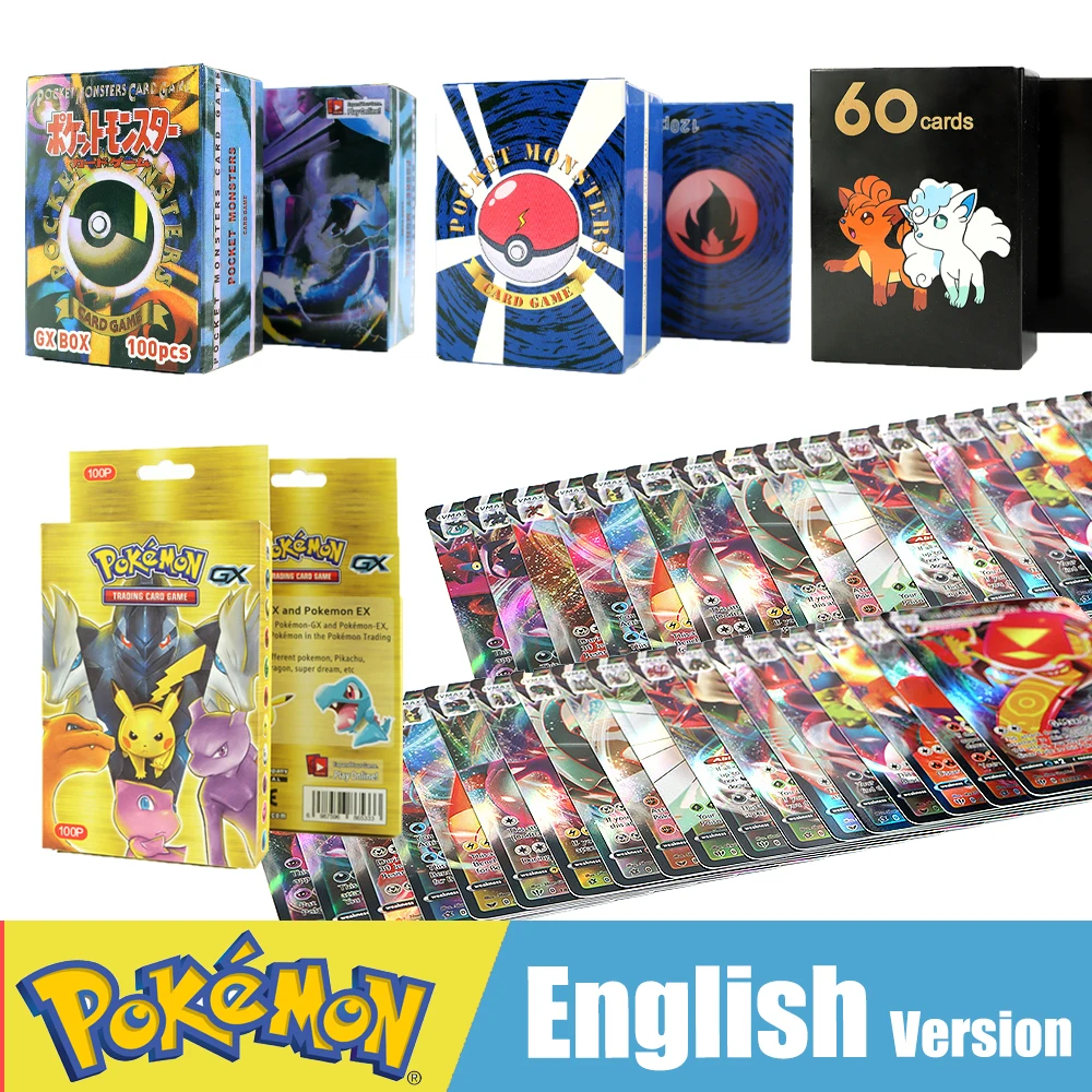 

Версия на английском языке карты Pokemon 50-300 шт. Pokemon 300 V MAX 300 GX детская боевая игра ярлык команда блестящая Vmax TOMY