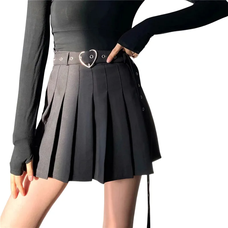 

Summer Women Pleated Skirts With Belt High Waist Mini Skirt Harajuku Preppy Style Ladies Plaid Skirts Sweet Girls Mini Skirt