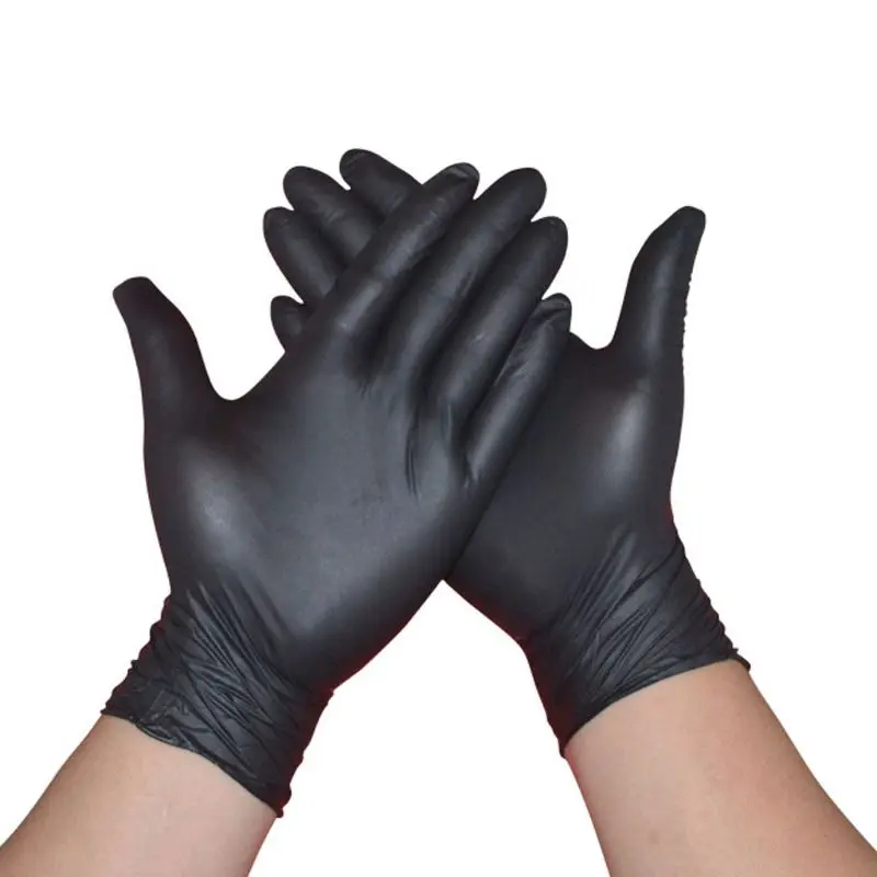 

100pcs Nitrile Gloves Rip Resistant Disposable Black Gloves Work Safety Gloves