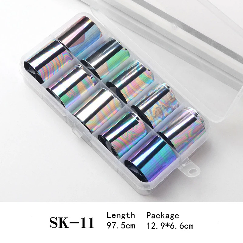 SK-11 Lamemoria 1 коробка Голографическая фольга на ногти набор прозрачный AB цвет звездное небо переводная наклейка 2,5*97,5 см маникюр дизайн ногтей наклейки - Цвет: SK-11