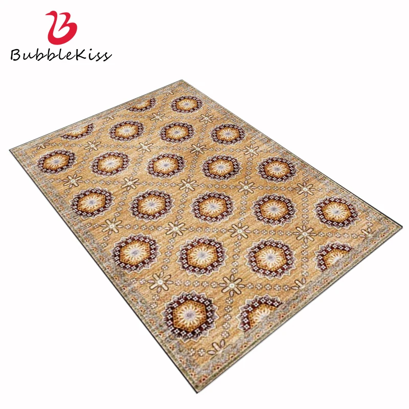 Bubble Kiss Brown Retro Carpet For Living Room Floral Pattern European Style Sofa Area Rugs Home Decoration Bedroom Floor Rugs