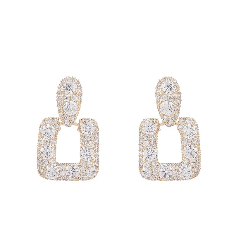 

Autumn and winter Fashion Geometric Dangle Earrings Cubic Zirconia Korean Statement Stud Earring Luxury Jewelry