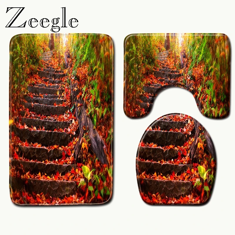 Комплект фланелевых Противоскользящих ковриков для ванной Zeegle 3 шт./компл. коврик