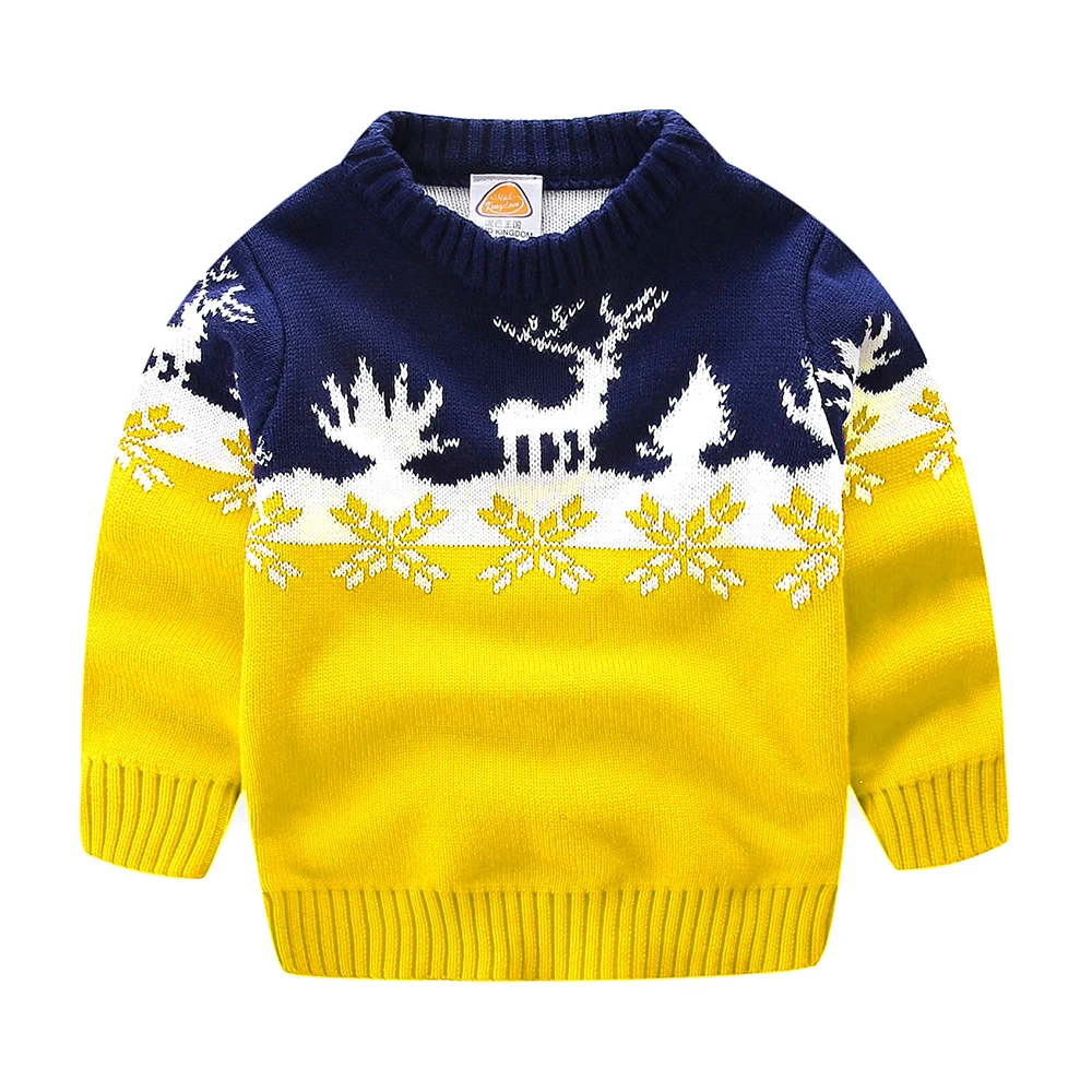Mudkingdom Cute Kids Christmas Sweater Elk Autumn Winter Cotton Pullover Knit Warm Boys Girls Sweaters for Children Clothes