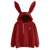 cute bunny ears print hoodie fleece thickened rabbit ladies hoodie fashion super dalian hoodie pullover street sweatshirt jacket