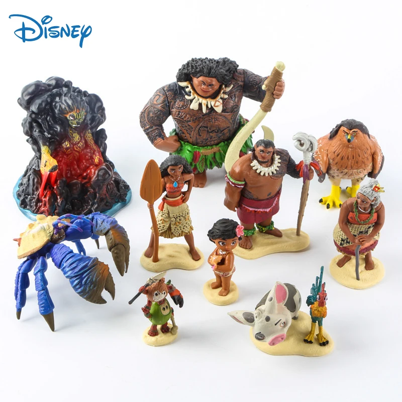 

Disney Cartoon Moana Princess Legend Vaiana Maui Chief Tui Tala Heihei Pua Action Figure Decor Toys for Kids Birthday Gift 10pcs