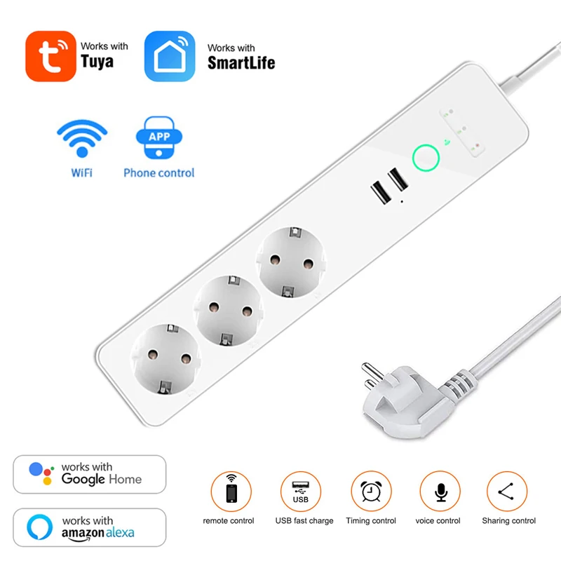 

Умный сетевой фильтр с 3 розетками и 2 USB-портами