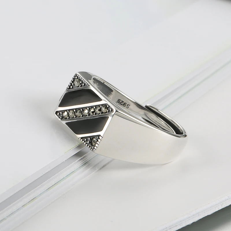 Мужское кольцо из серебра 925 пробы с эмалью|Кольца| |