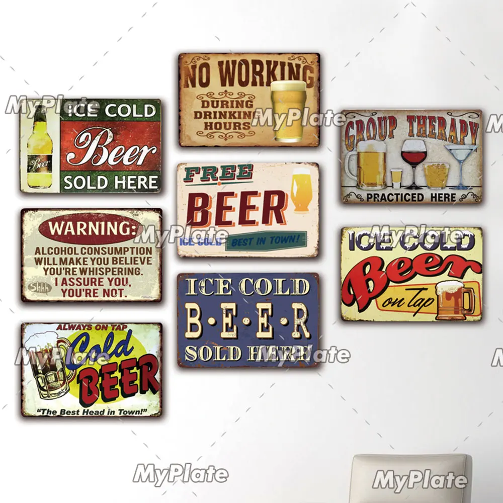 Холодная пивная металлическая вывеска винтажная табличка спиртовая жестяная