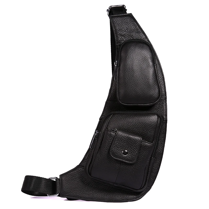 New Arrived fashionable Men Cowhide leather chest bag casual crossbody motorcycle travel riding Single shoulder | Багаж и сумки