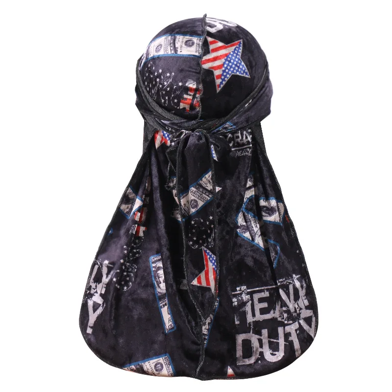 

Unisex Two-tone Satin Pirate Hat Durag Bandanna Turban Silky Long Tailed Women Scarf Chemo Caps Headpiece Headdress Velvet Durag