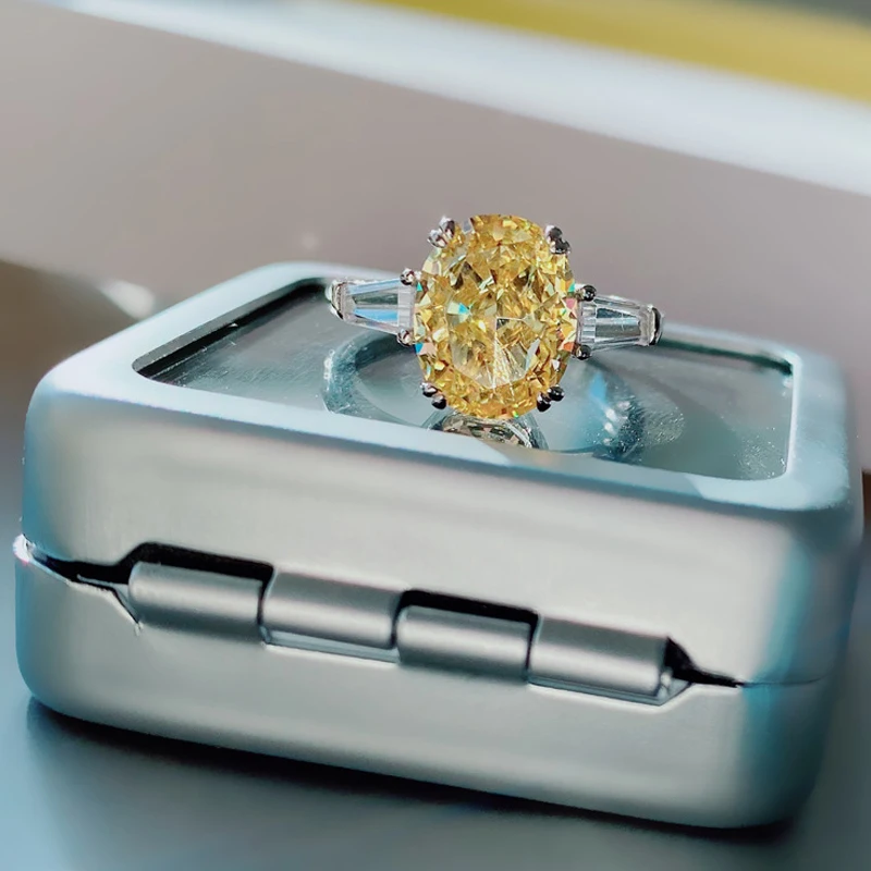 

COSYA 100% 925 Sterling Silver Geometric 8*10mm High Carbon Diamond Adjustable Wedding Ring Women Party Fine Jewelry Wholesale