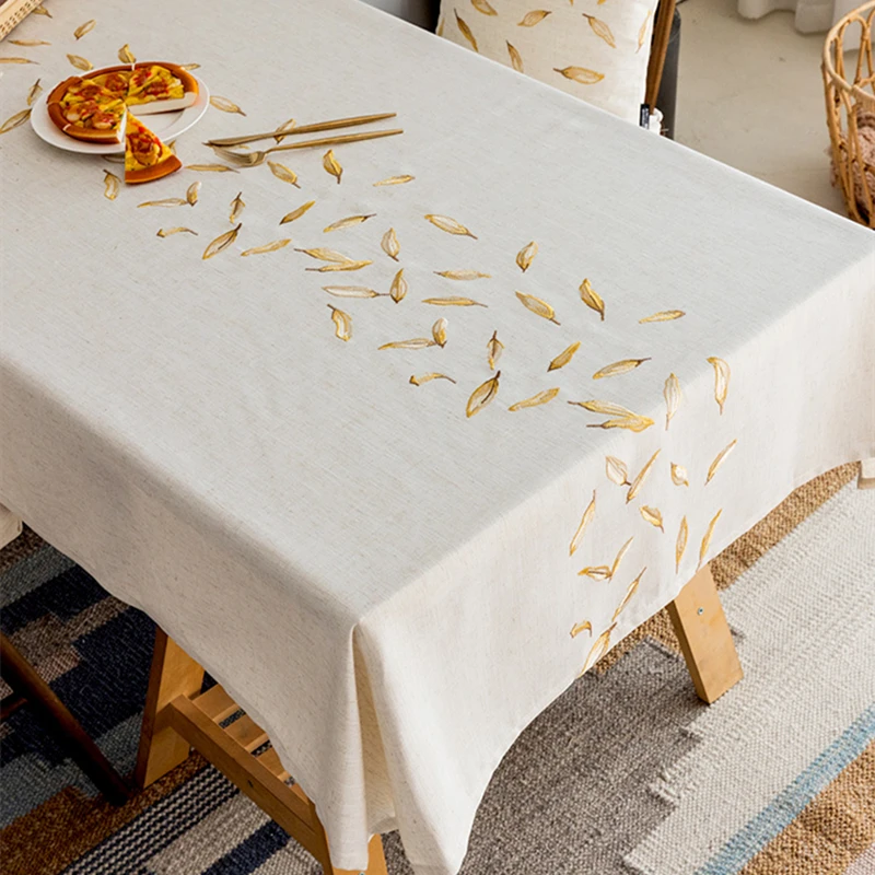 

Tablecloth waterproof and anti-scalding embroidery cotton and linen simple modern rectangular coffee table pad tablecloth