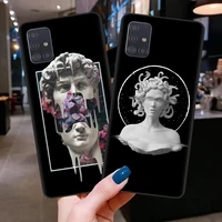fashion statue abstract art david medusa phone case for samsung s 7 8 9 10 20 21 plus s 20 21 ultra black soft silicone tpu case