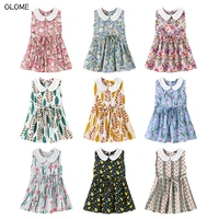 olome summer sleeveless floral girls dresses classical sailor collar little girl skirts bohemia style kid girls light dresses