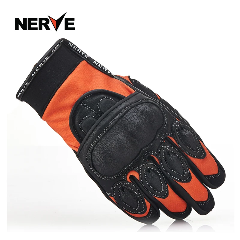 NERVE Motorcycle Real Leather Gloves Full Finger Luva Moto Touch Screen Breathable Racing Gloves Motocross Accessories enlarge