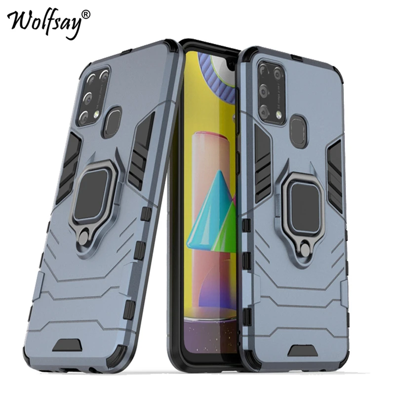 Для Samsung Galaxy M31 Чехол Броня Магнитная присоска подставка полный край крышка для