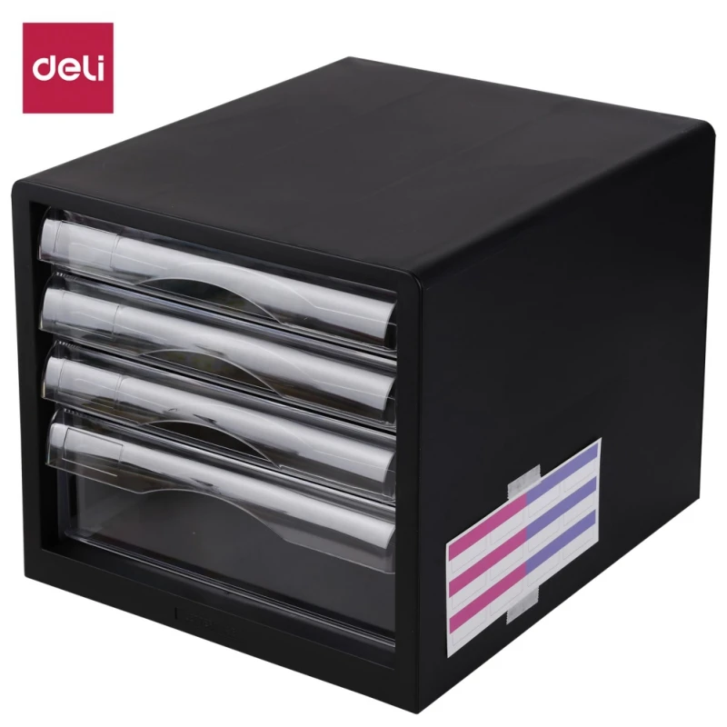 

Deli File Cabinet Desktop small file cabinet File storage box 34*27.5*26cm PP+GPPS material suitable for A4 size paper