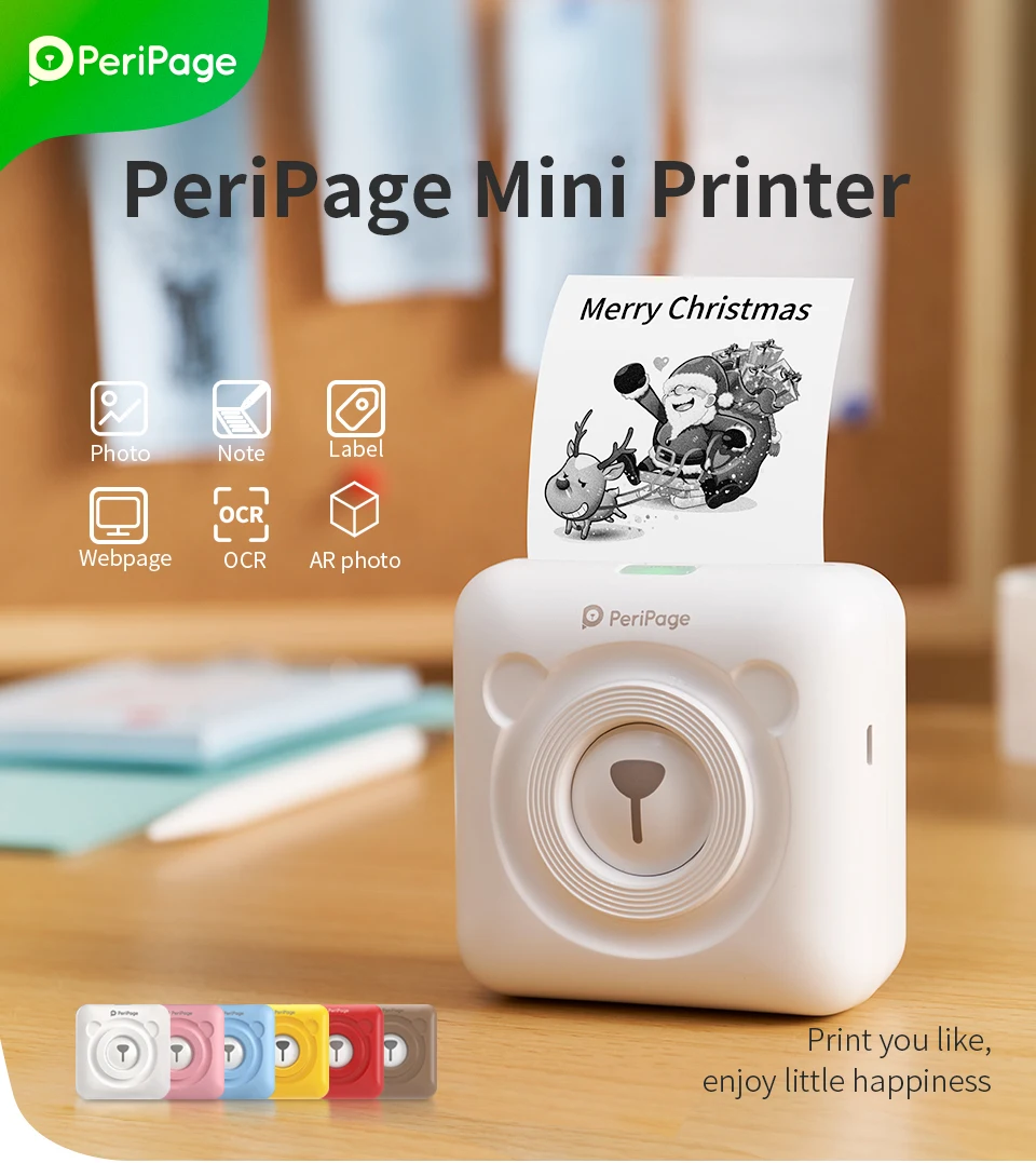 A6 304DPI 2 Peripage Portable Bluetooth 4.0 Thermal Photo Printer Wireless Inkless Mini Pocket Label Notes Printer Papers bluetooth mini portable thermal printer