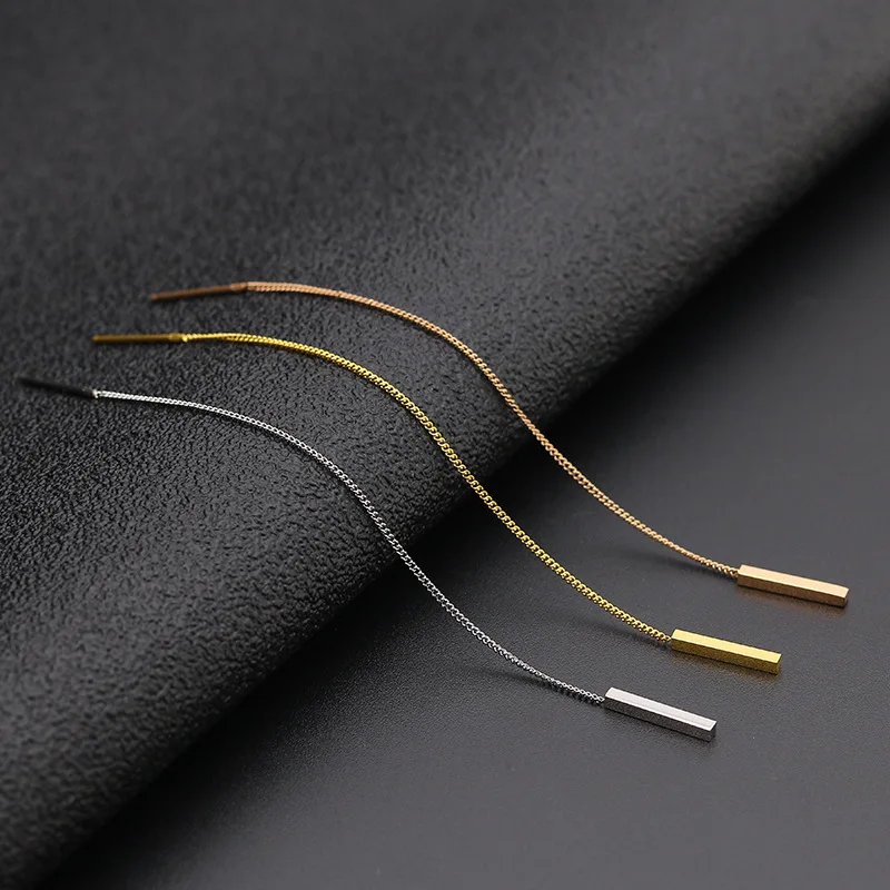 

QEENKISS EG8222 Fine Jewelry Wholesale Fashion Woman Girl Wedding Birthday Gift Rectangle Titanium Stainles Steel Drop Earrings