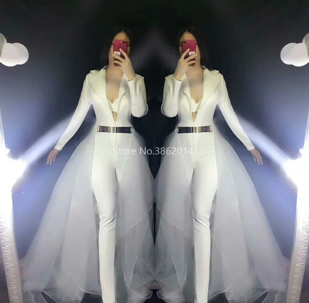 Женский вечерний комбинезон с длинным рукавом однотонный v-образным вырезом и