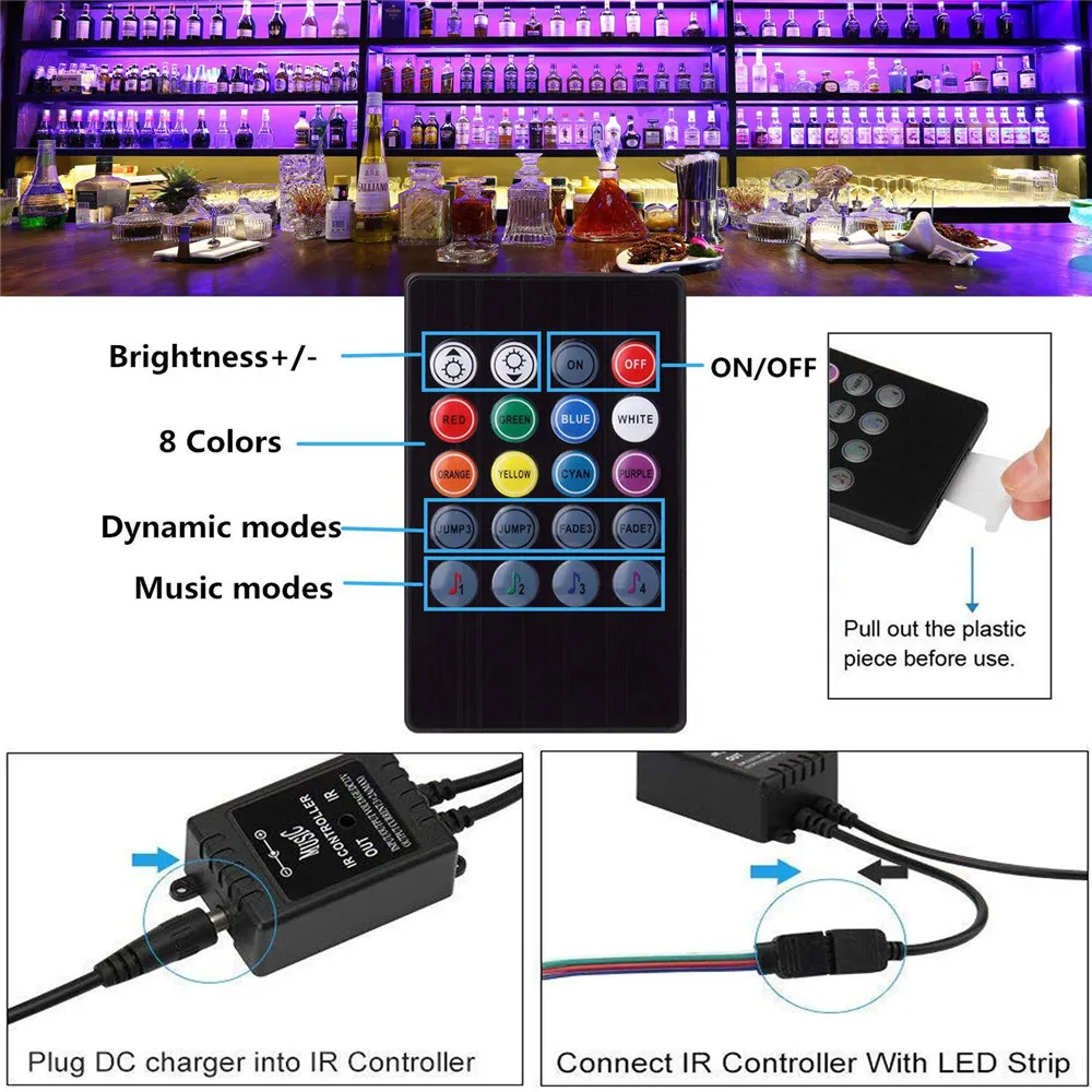 LED Strip light Music sync RGB tape SMD 2835 12V Waterproof ruban flexible ribbon diode for neon Party Decorative lights 5M lamp