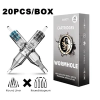 wormhole 20pcs disposable cartridge tattoo needles for tattoo machines grips professional sterilized tattoos needle 0 3mm 0 35mm