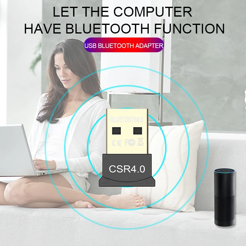 

Mini USB Bluetooth CSR 4.0 Dongle o Receiver Wireless Adapter for PC TV Computer Laptop Supports Windows 10/8/7/XP