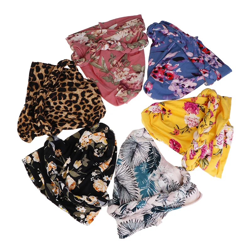 Модные женские плетеные банданы с принтом головной убор Кепка мусульманский