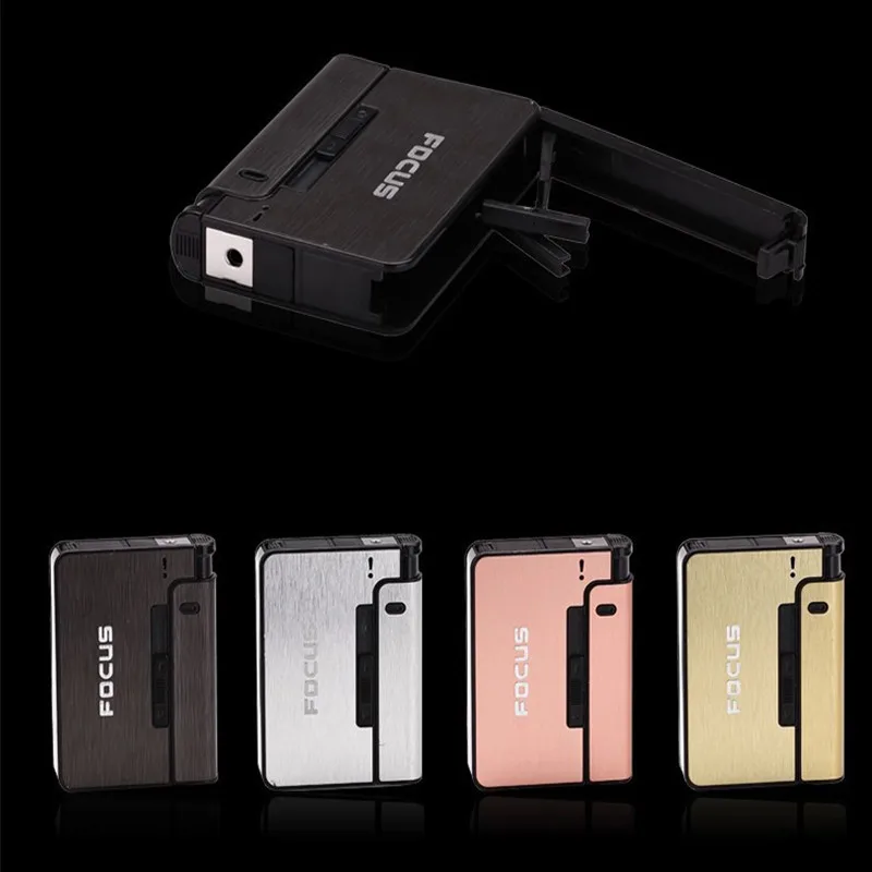 

Automatic Cigarettes Case Holder 10pc Capacity Can Mount Lighter Metal Machine For Cigarette Box for Men Women Smoking Nice Gift