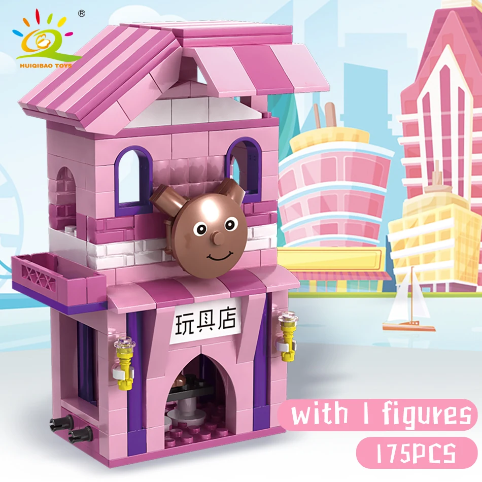 HUIQIBAO 678pcs 4in1 Friends Stree View Building Blocks Ice Cream Car Candy Shop Shoe Toys Store Bricks for Children Girls Gifts | Игрушки и