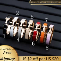 classic open h letter buckle enamel bracelet luxury stainless steel light luxury h brand jewelry christmas gift