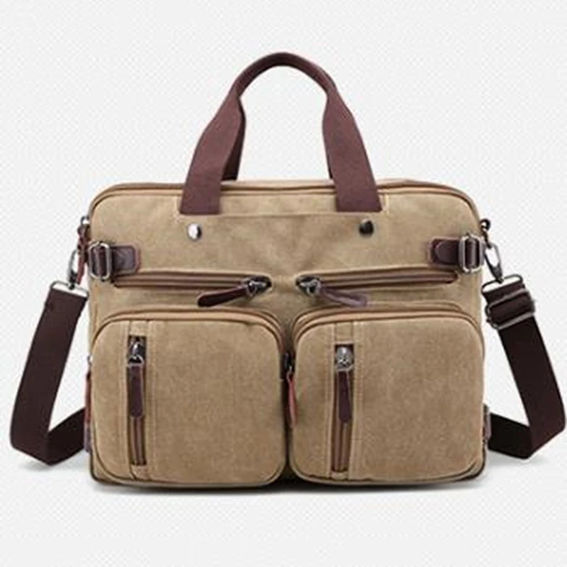 

Портфель мужской холщовый, Кожаный Дорожный чемодан, мессенджер на плечо, большая Повседневная сумочка-тоут для ноутбука в деловом стиле