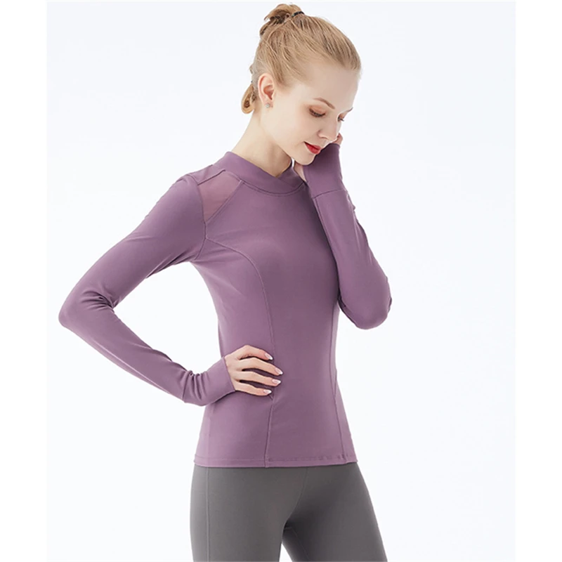 

Workout Shirts for Women Yoga Gym Long Sleeve Mesh Fitness Tops Running