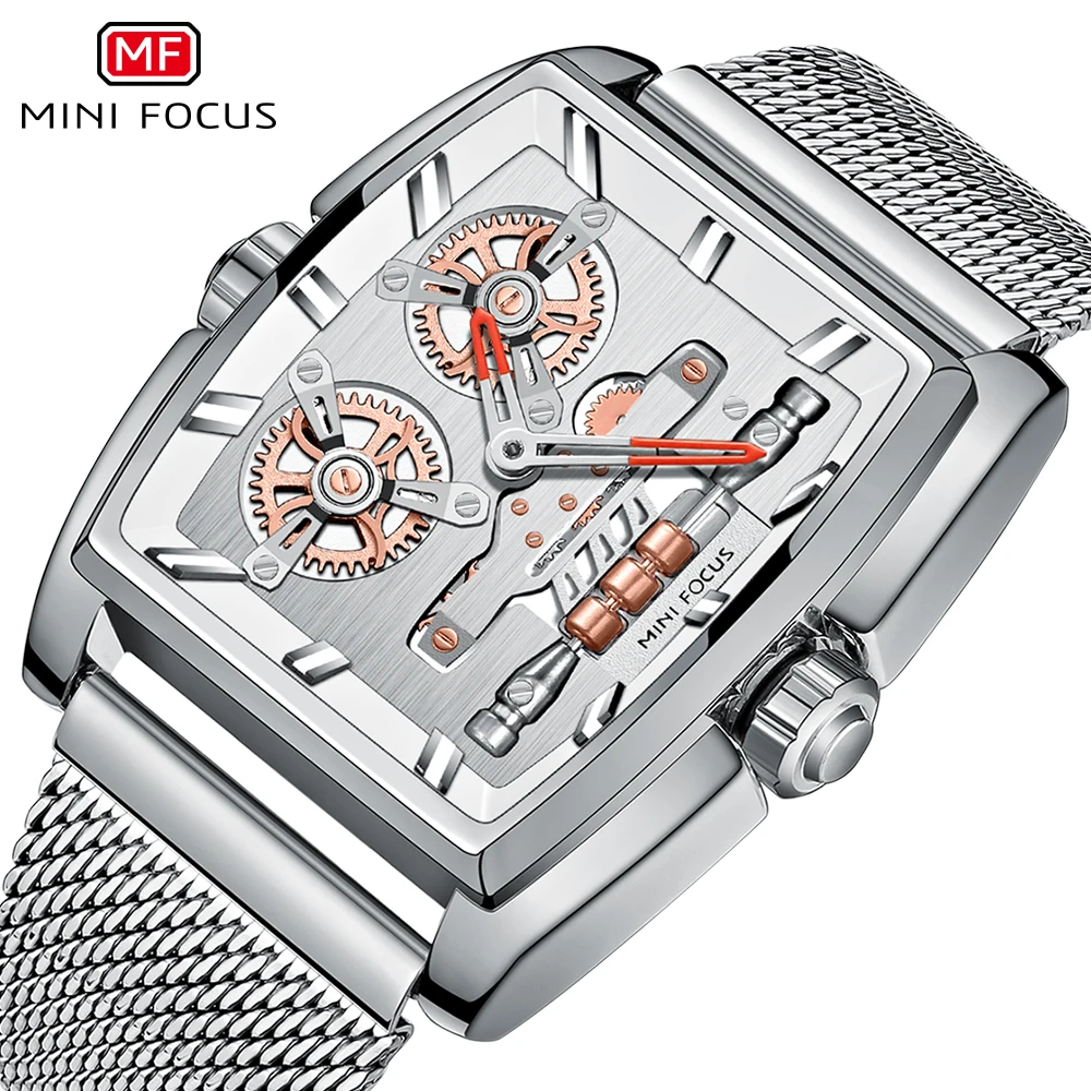 

MINI FOCUS- Creative barrel shell electric bicycle luminous decoration men's watch stainless steel belt Watch men