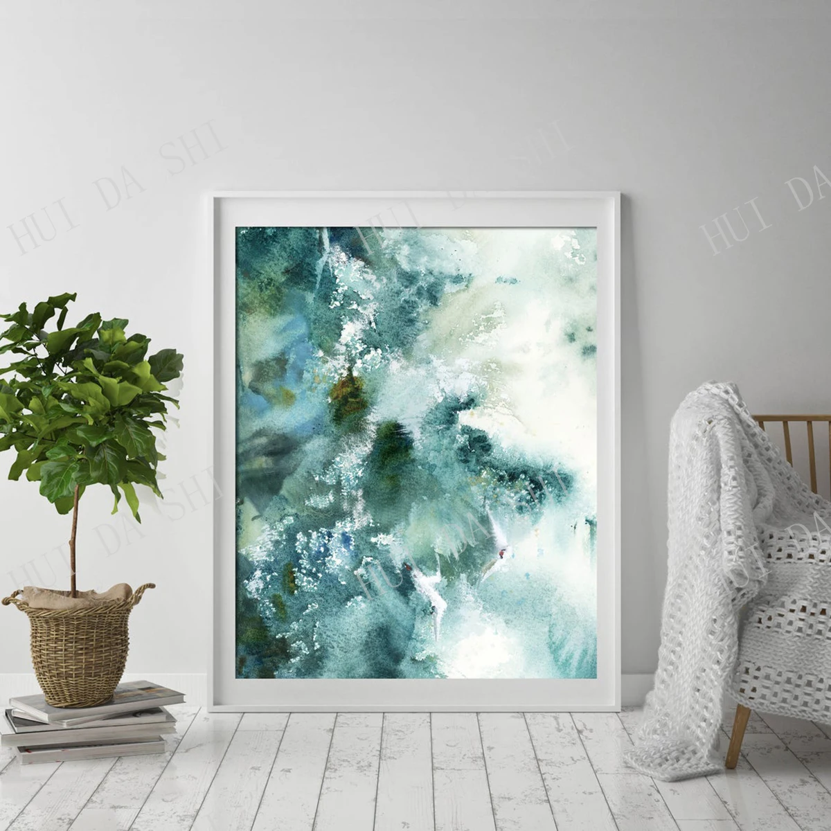 

Abstract Sea Inspired Art Print, Emerald Green Sea Waves Watercolor Print, Abstract Painting art, Nautical Sea Wall Art Print