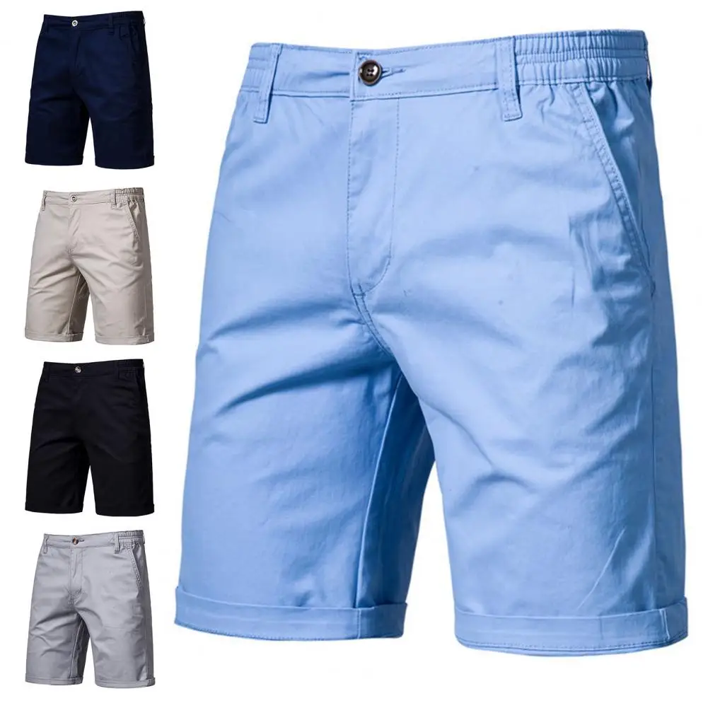 

Soft Fashion Elastic Waist Men Slim Shorts All-match Shorts Mid Waist Pants