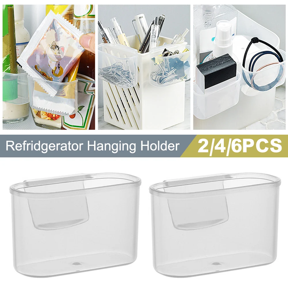 

2/4/6 PCS Mini Hanging Organizer Small Refrigerator Seasoning Containers Clear Storage Container for kitchen