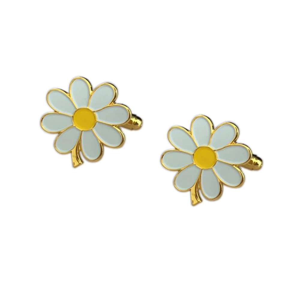 Запонки с белыми цветами маргаритками в виде цветов для мужчин подарки запонки