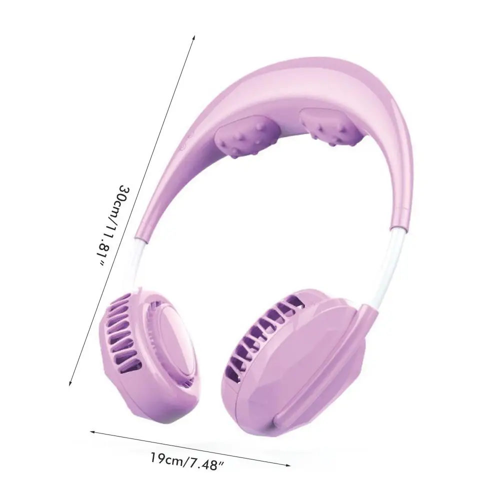 

Portable Mini Fan USB Charging Hanging Neck Fan Lazy Neck Double Fan Office Sport Hand Free Fragrance Mini Sport Neckband Fan