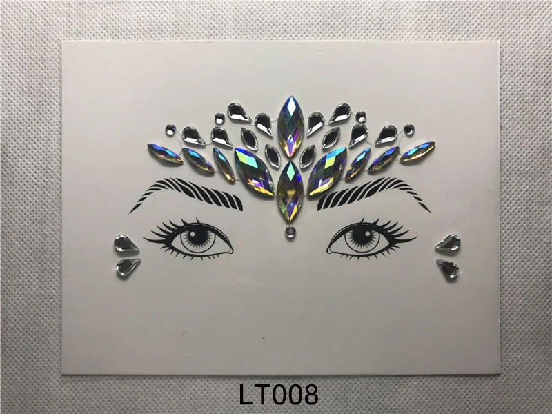 LT008 Временные Стразы, блестящие тату-наклейки, украшения для лица, драгоценные камни, праздничные вечерние украшения для макияжа, украшения для тела, флэш-поддельные временные татуировки - Цвет: LT008