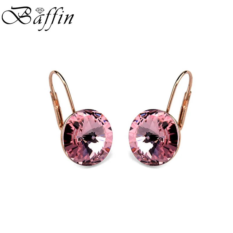 BAFFIN, классические серьги-гвоздики Bella, кристаллы от Swarovski, модные, золотые, серебряные, Круглые, для пирсинга, вечерние, ювелирные изделия для женщин, подарок - Окраска металла: Rose Gold