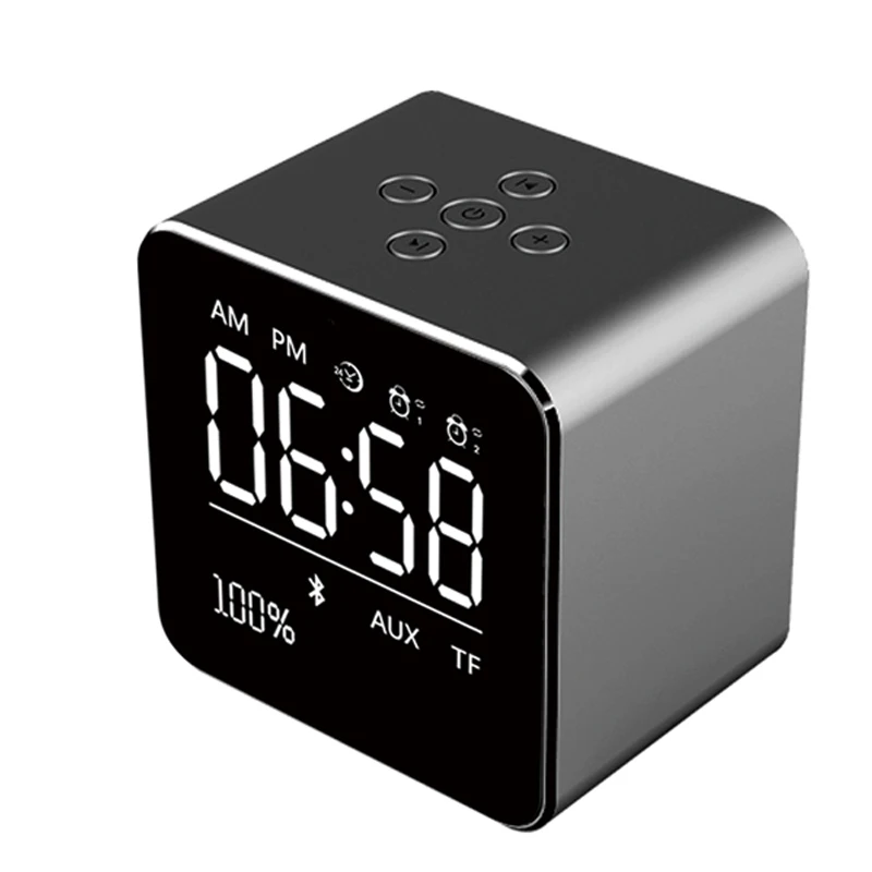 Мини Bluetooth колонка с квадратным зеркалом Многофункциональный Будильник tf карта