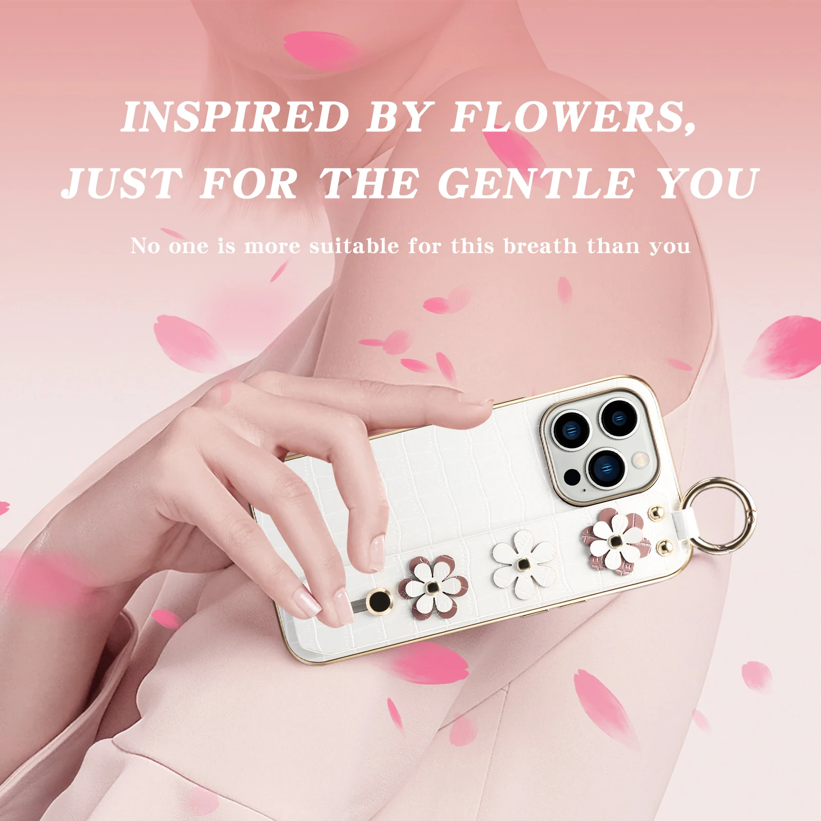 

Flowers With Wrist Strap Cases for IPhone13 Pro Max 13 Mini 13 PU Leather Shockproof Cover with Bracket Hand Band