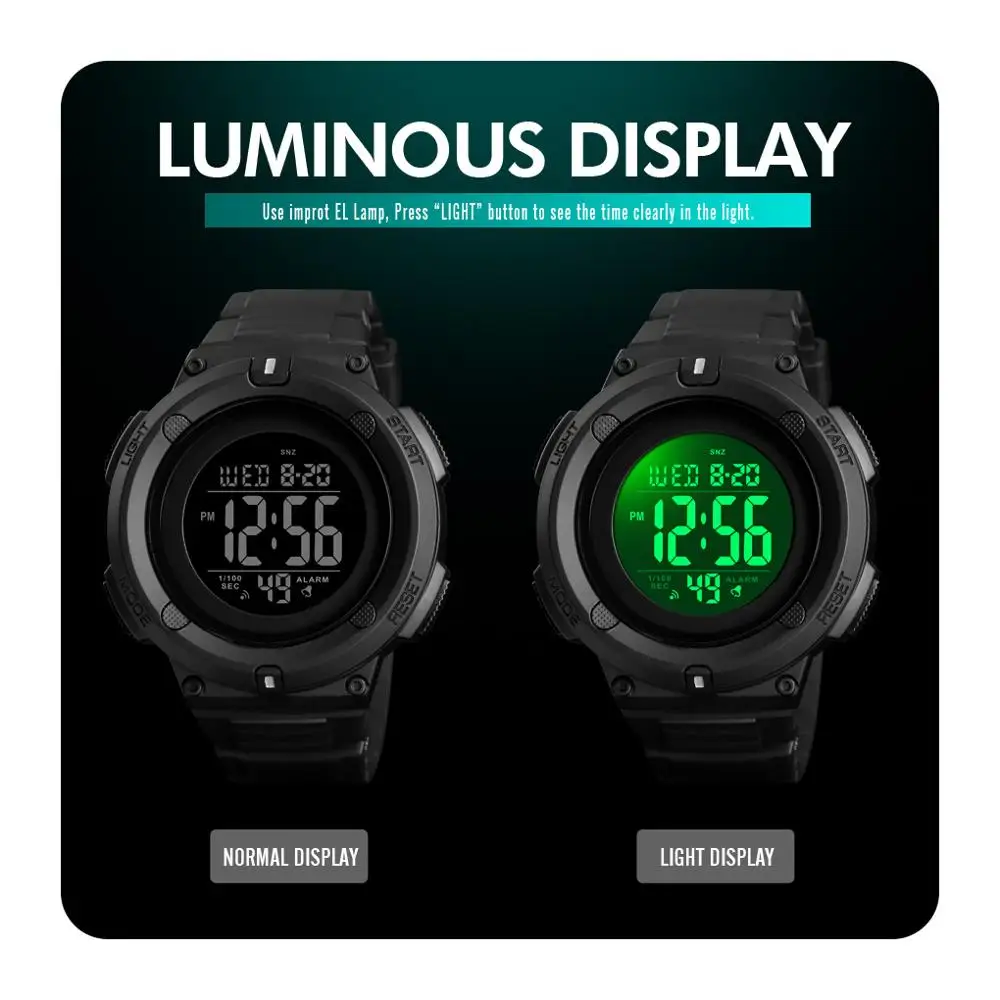Часы наручные SKMEI мужские электронные водостойкие со светодиодный светильник