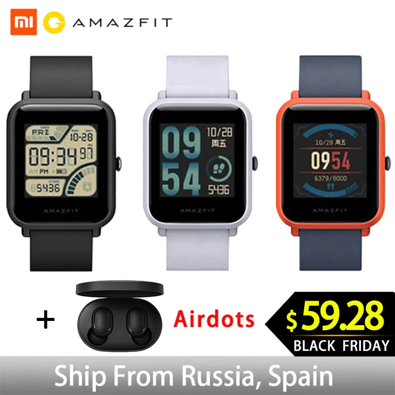 Глобальная версия Xiaomi Huami Amazfit Bip Смарт часы сердечного ритма мониторы gps Gloness Smartwatch 45 дней в режиме ожидания для телефона MI8 IOS