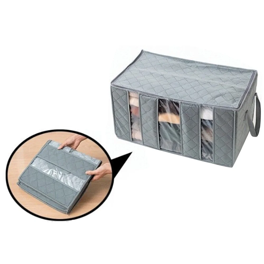 

65L Bamboo Charcoal Clothes Storage Bag Quilt Bedding Garment Storage Bag Organizer